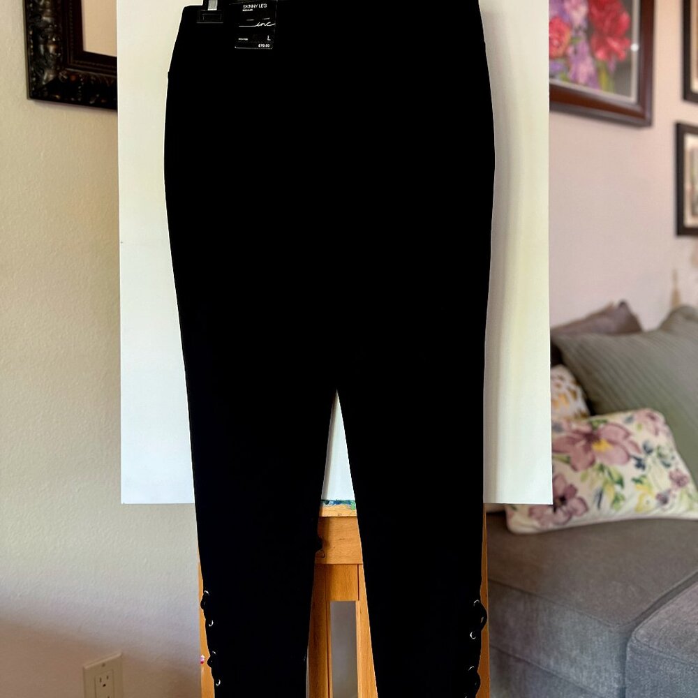 INC skinny leg regular black pants high rise
